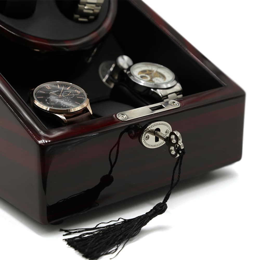 deep mahogany 2 slot watch winder with 3 slots