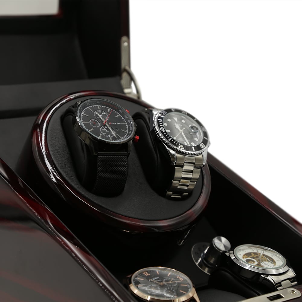 deep mahogany 2 slot watch winder with 3 slots