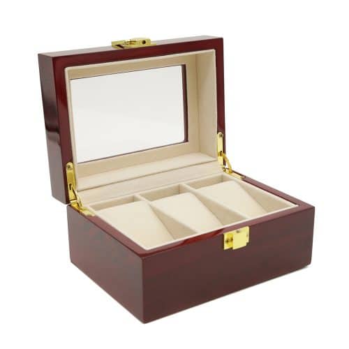 maple mahogany 3 slot watch box