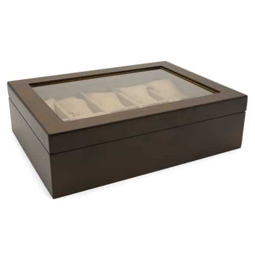 dark oak glass top 10 slot watch box
