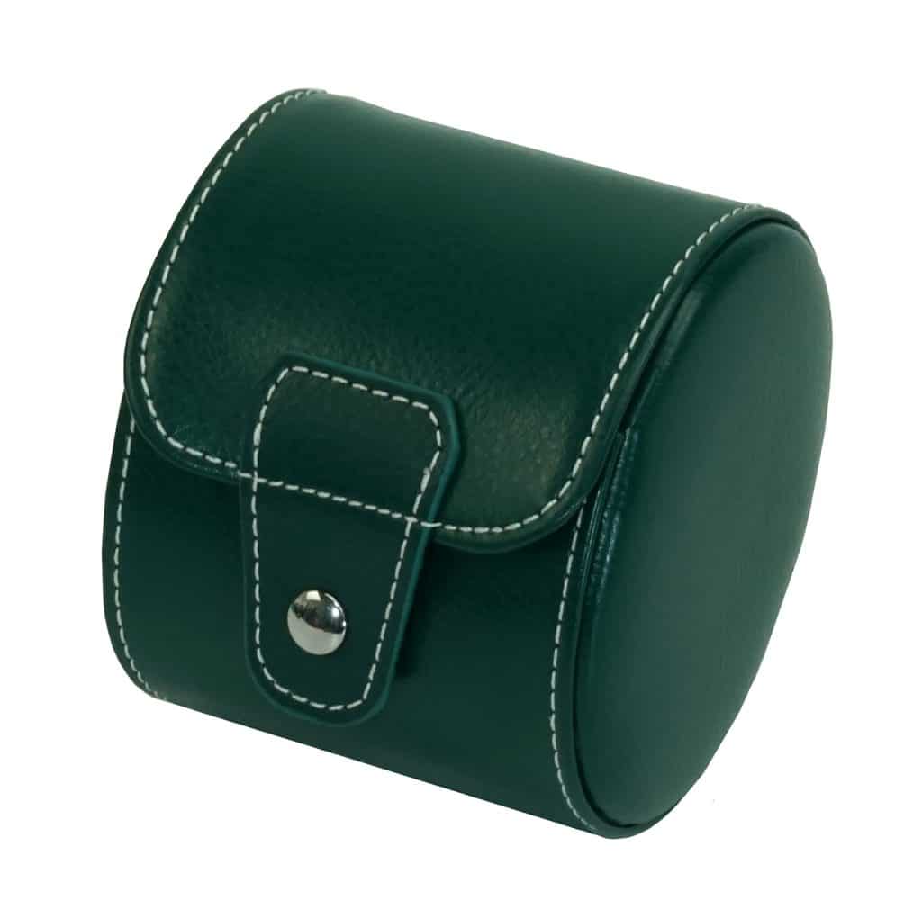 Green Leather Travel Watch Roll