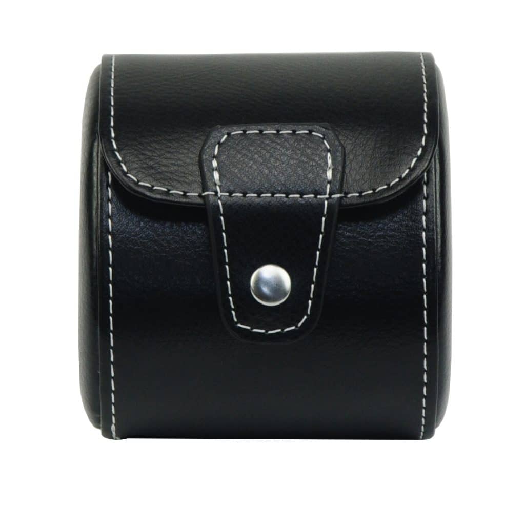 Black Leather Travel Watch Roll