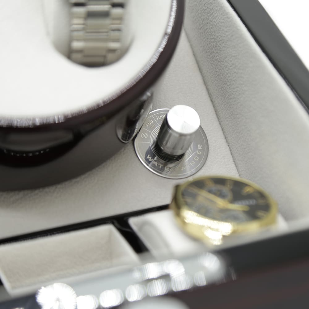 rich mahogany 2 slot watch winder with 3 slots
