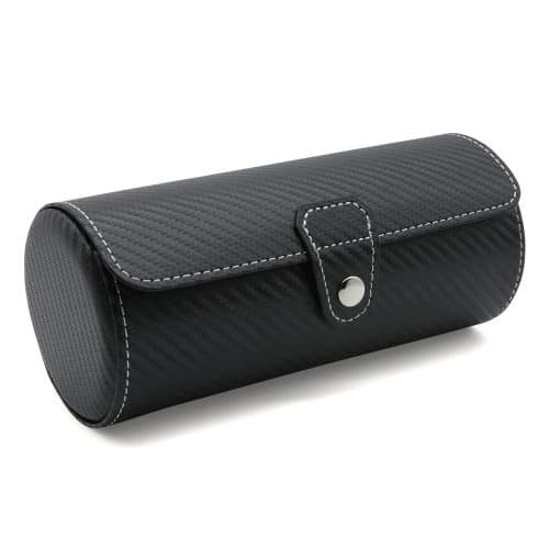 Black Carbon Fibre 3 Slot Watch Roll