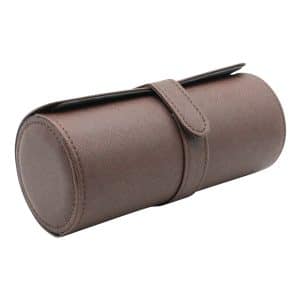 Leather 3 Slot Watch Case Beaver Brown