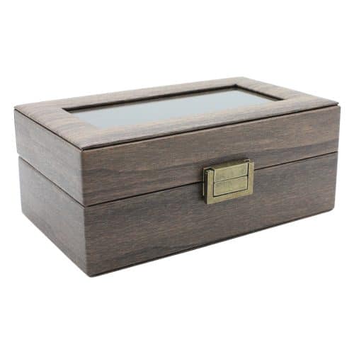 3 Slot Wood Grain Watch Box