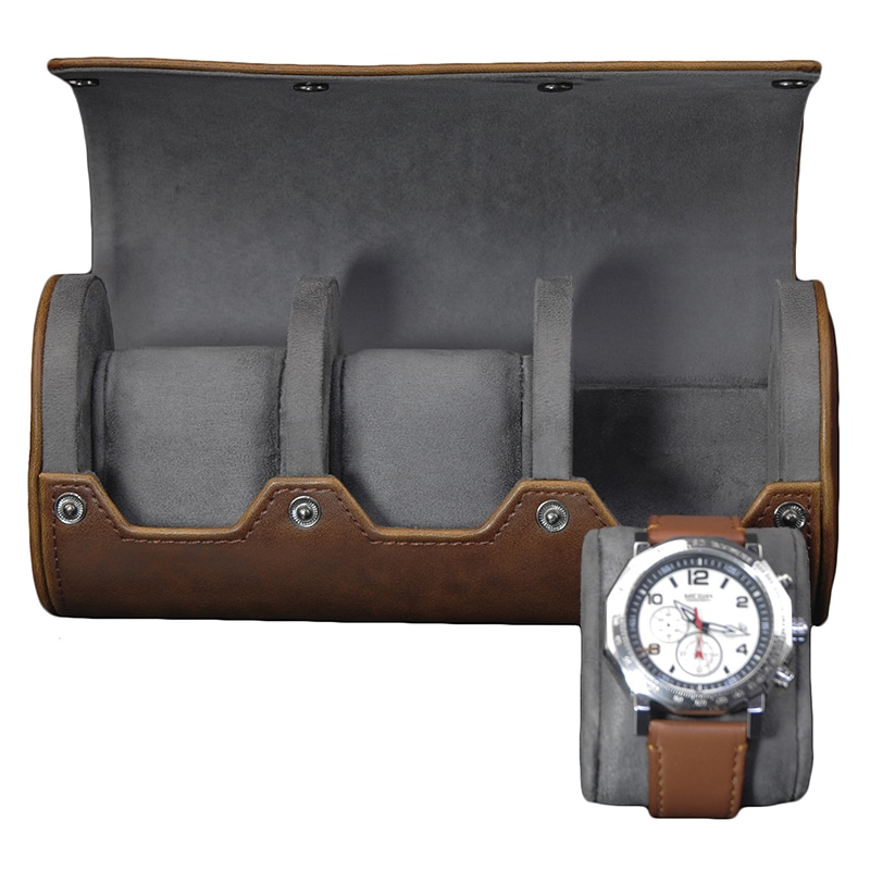 3 Slot Leather Watch Roll