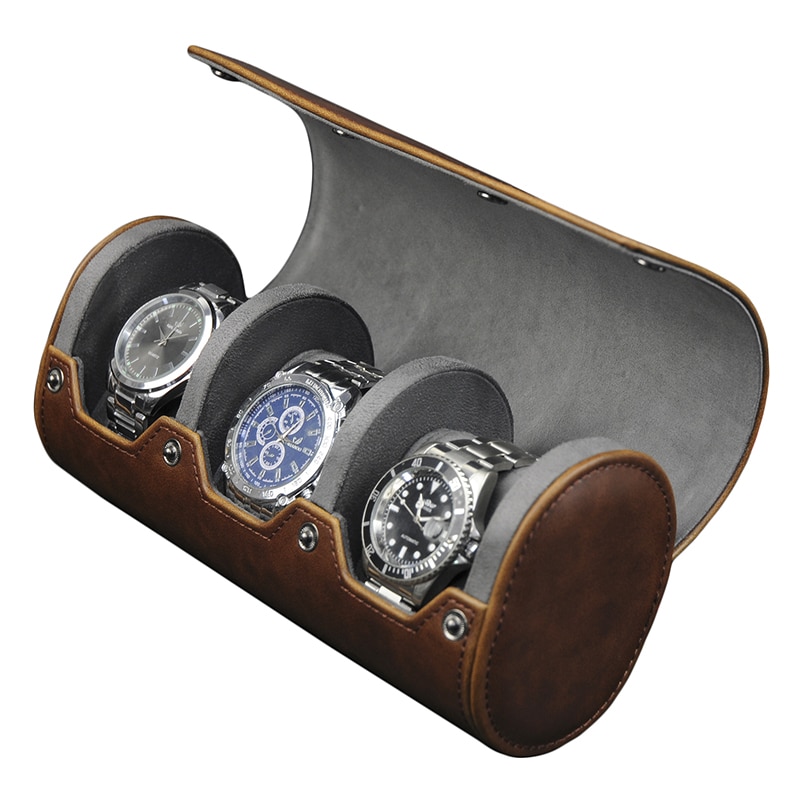 3 Slot Leather Watch Roll