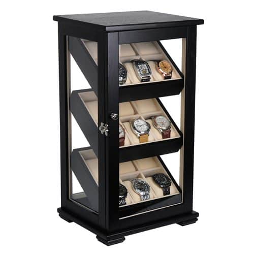18 Slots Oak Wood Watch Cabinet