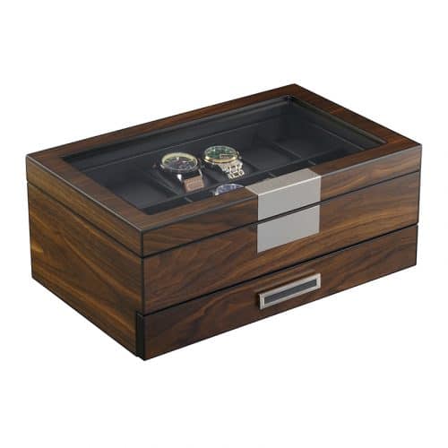 12 Slot Oxford Brown Watch Box With Drawer