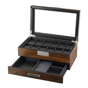 12 Slot Oxford Brown Watch Box With Drawer