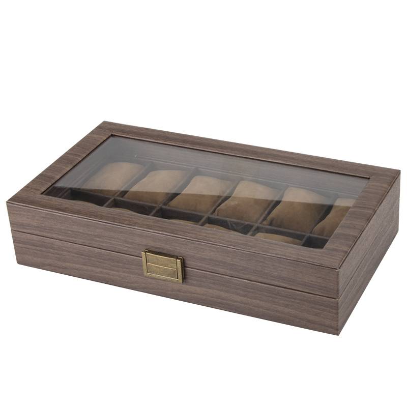 12-Slot Wood Grain Watch Box