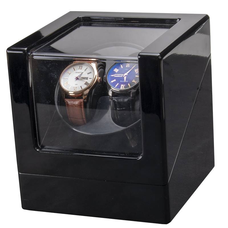 2-Slot Black Leather Automatic Watch Winder 3