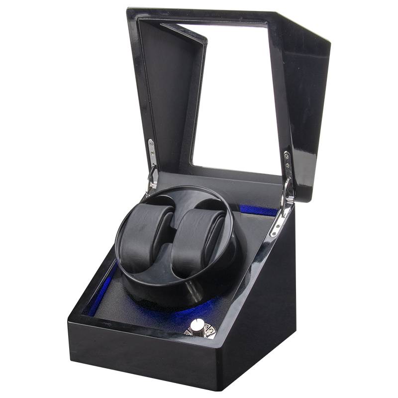 2-Slot Black Leather Automatic Watch Winder 4