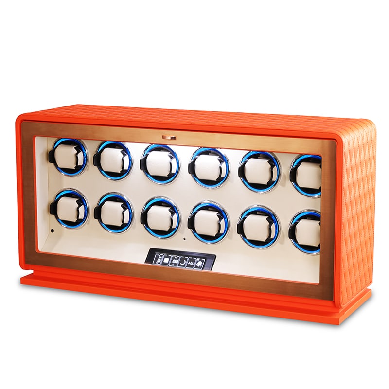 12 Slot CronoGuard Watch Winder - Burnt Orange