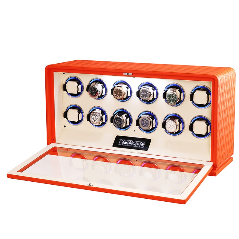 12 Slot CronoGuard Watch Winder - Burnt Orange