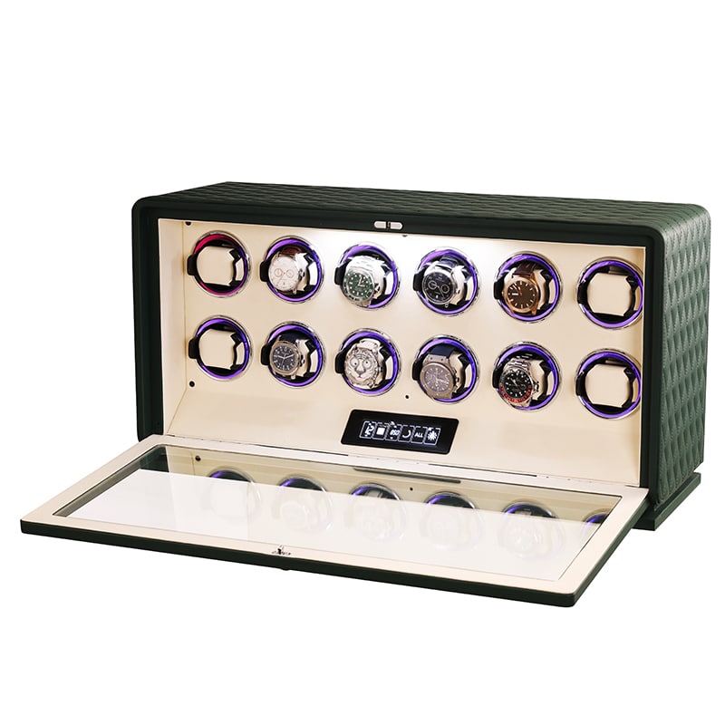 12 Slot CronoGuard Watch Winder - Olive