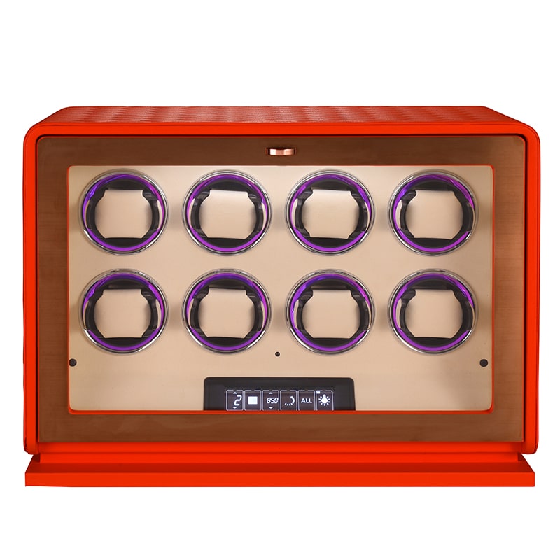8 Slot CronoGuard Watch Winder - Burnt Orange