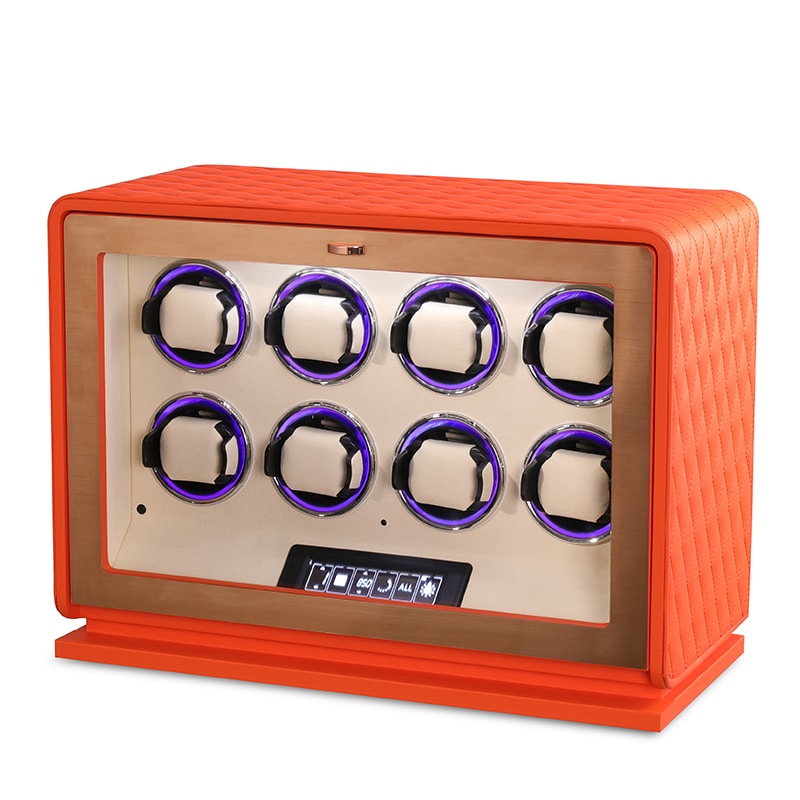 8 Slot CronoGuard Watch Winder - Burnt Orange