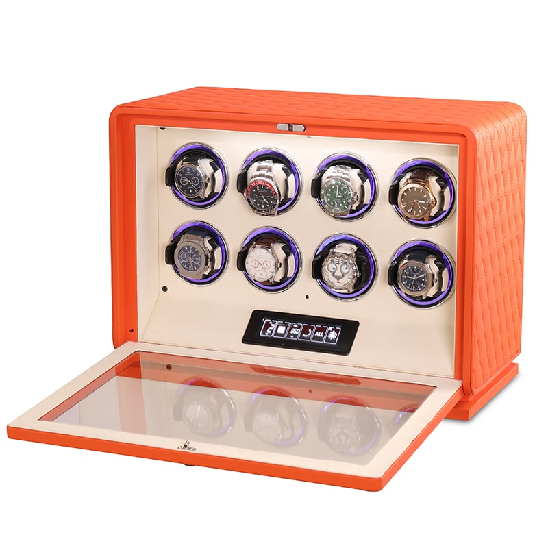8 Slot CronoGuard Watch Winder - Burnt Orange