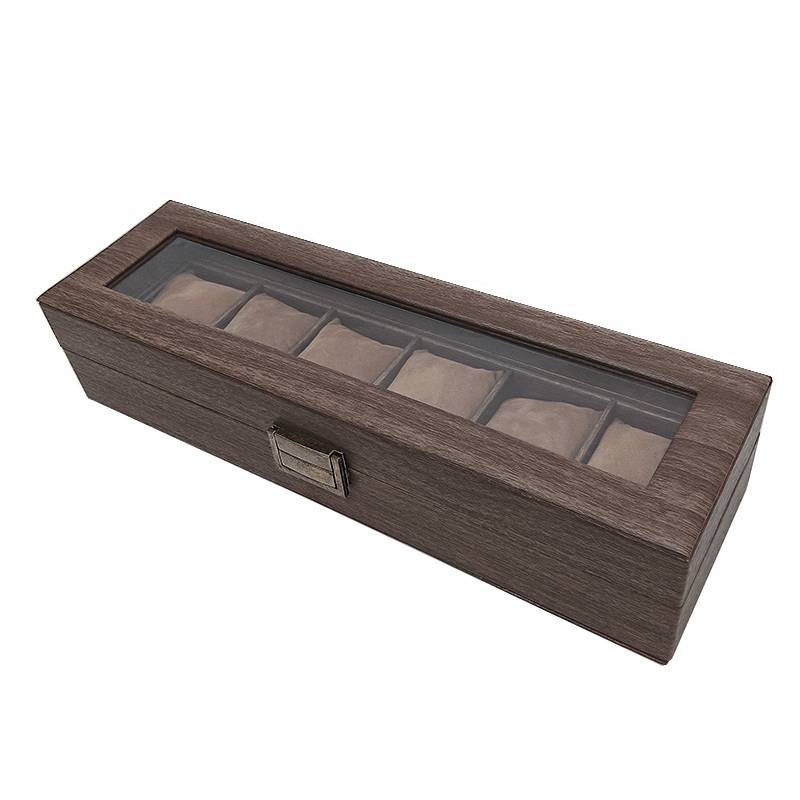 6 Slot Brushed Walnut Watch Box
