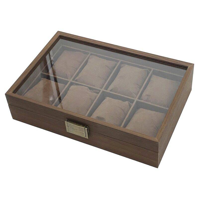 8 Slot Brushed Walnut Watch Box