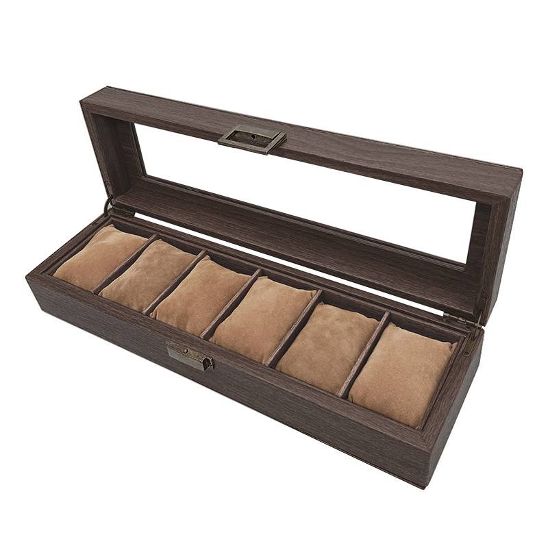 6 Slot Brushed Walnut Watch Box