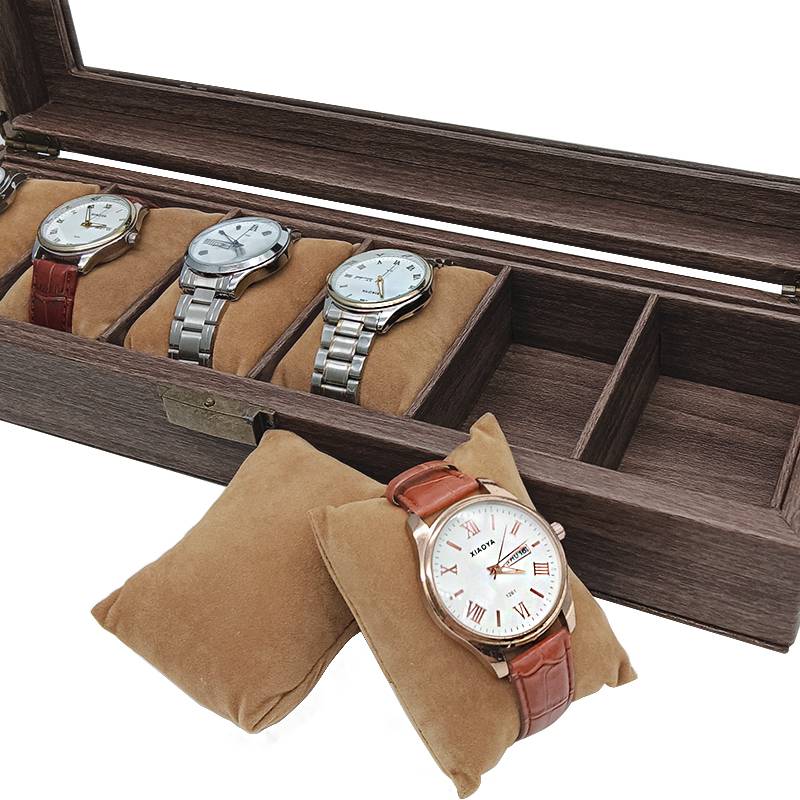 6 Slot Brushed Walnut Watch Box