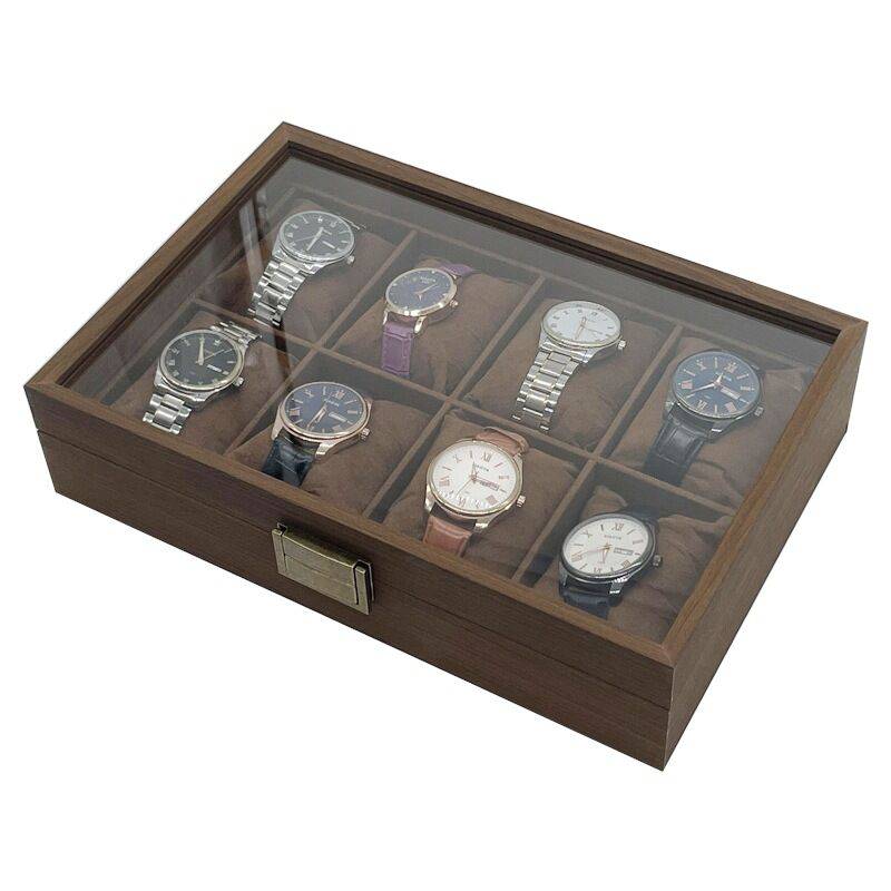 8 Slot Brushed Walnut Watch Box