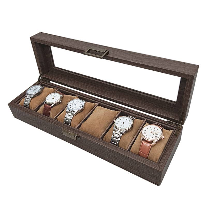 6 Slot Brushed Walnut Watch Box