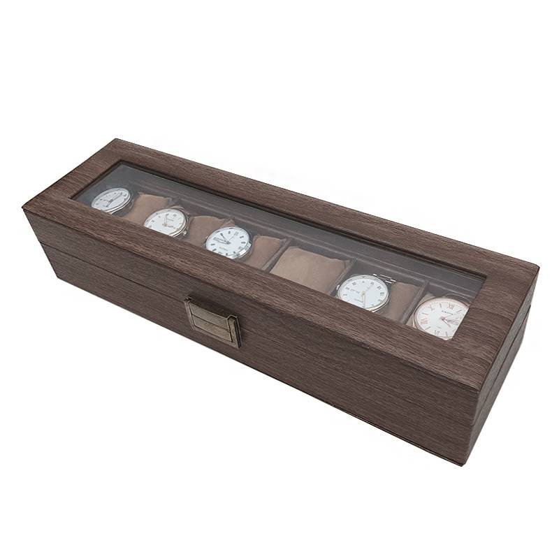 6 Slot Brushed Walnut Watch Box