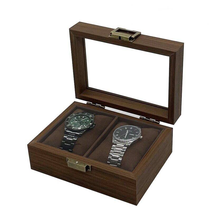 2 Slot Brushed Walnut Watch Box