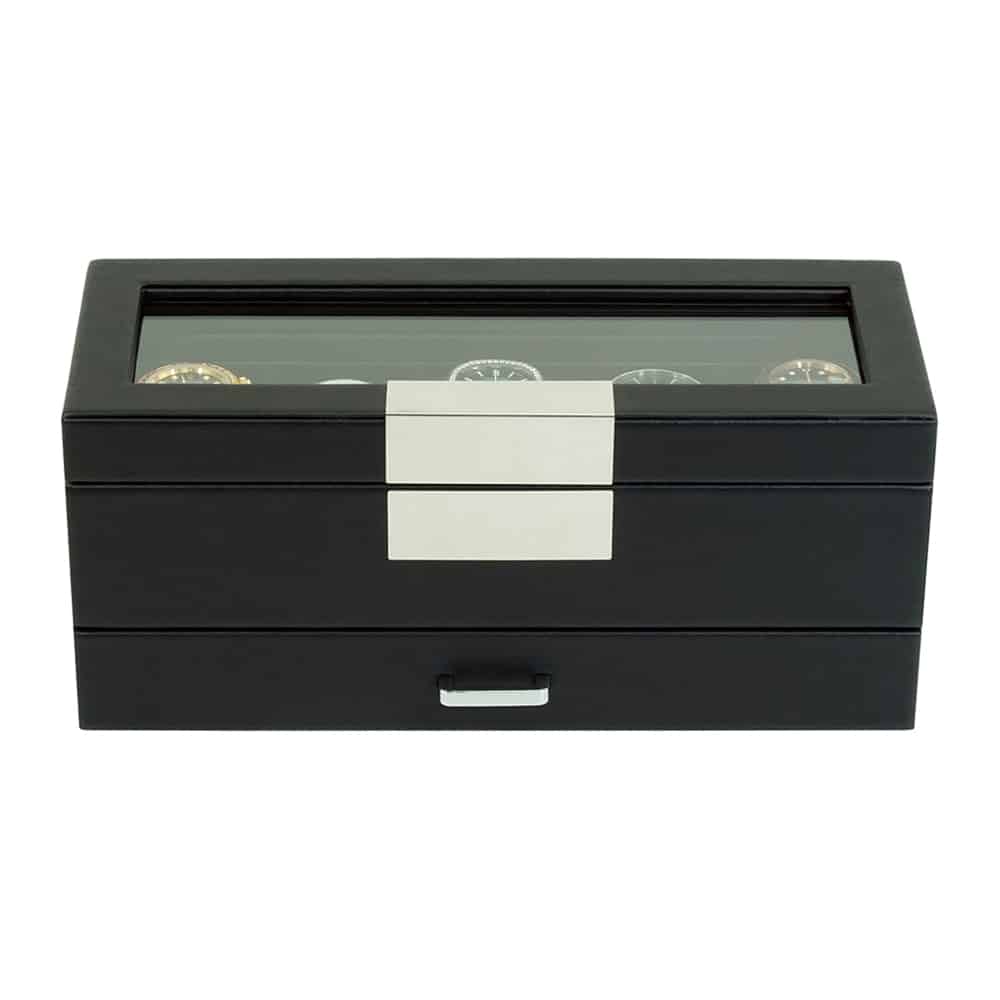 5 Slot Leather Watch Box With Drawer