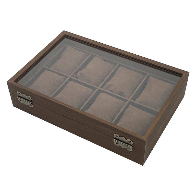 8 Slot Brushed Walnut Watch Box