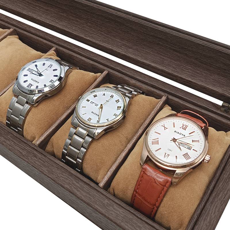 6 Slot Brushed Walnut Watch Box