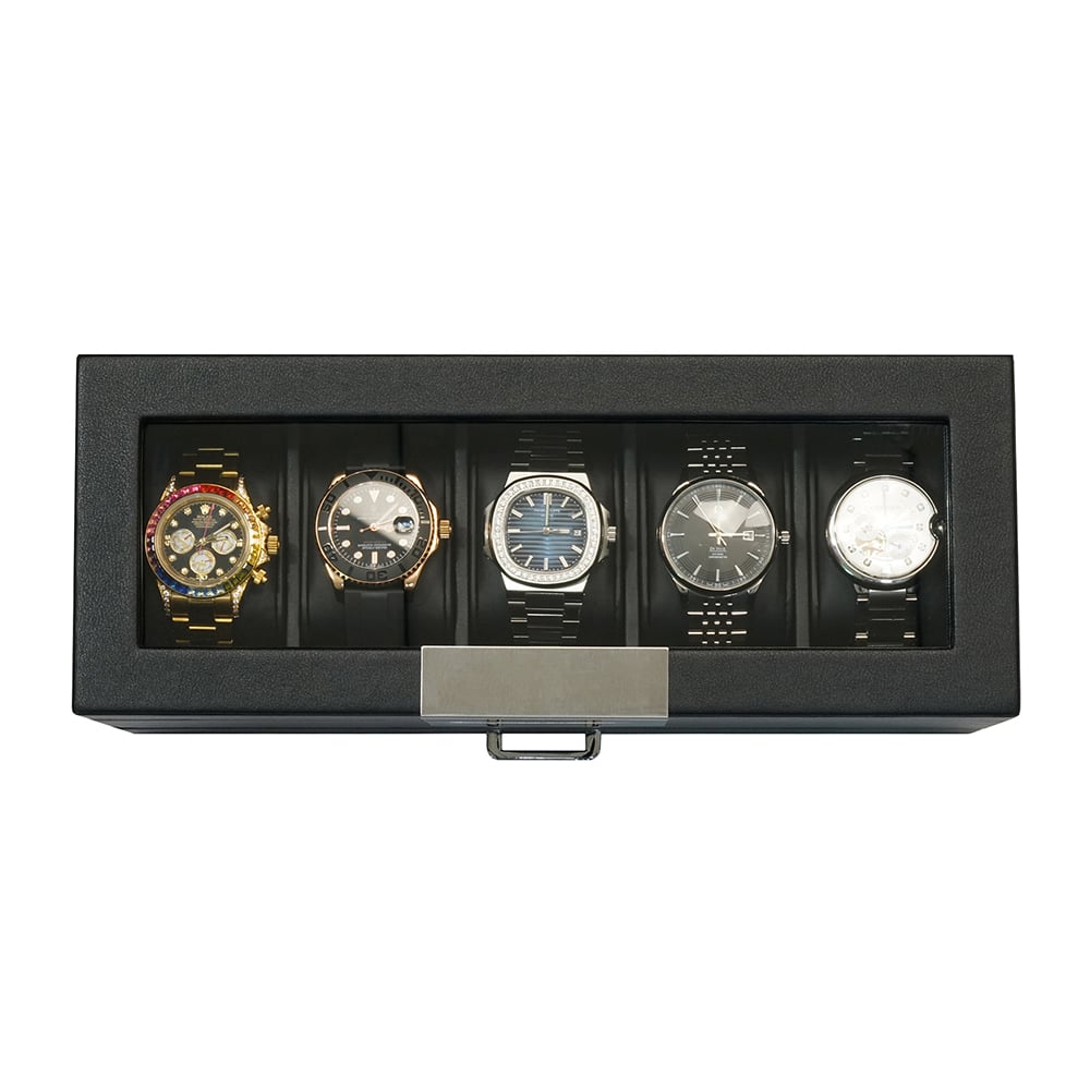 5 Slot Leather Watch Box With Drawer