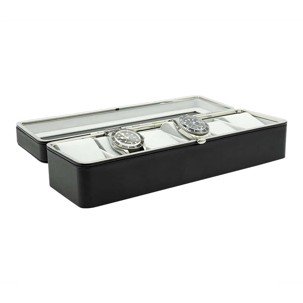 6 Slot Black Compact Watch Box