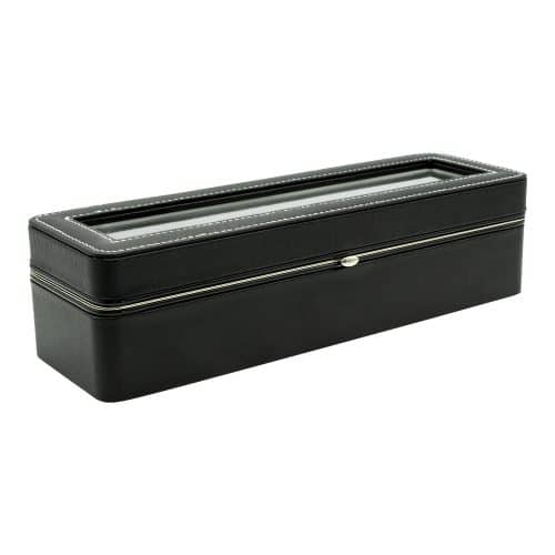 6 Slot Black Compact Watch Box