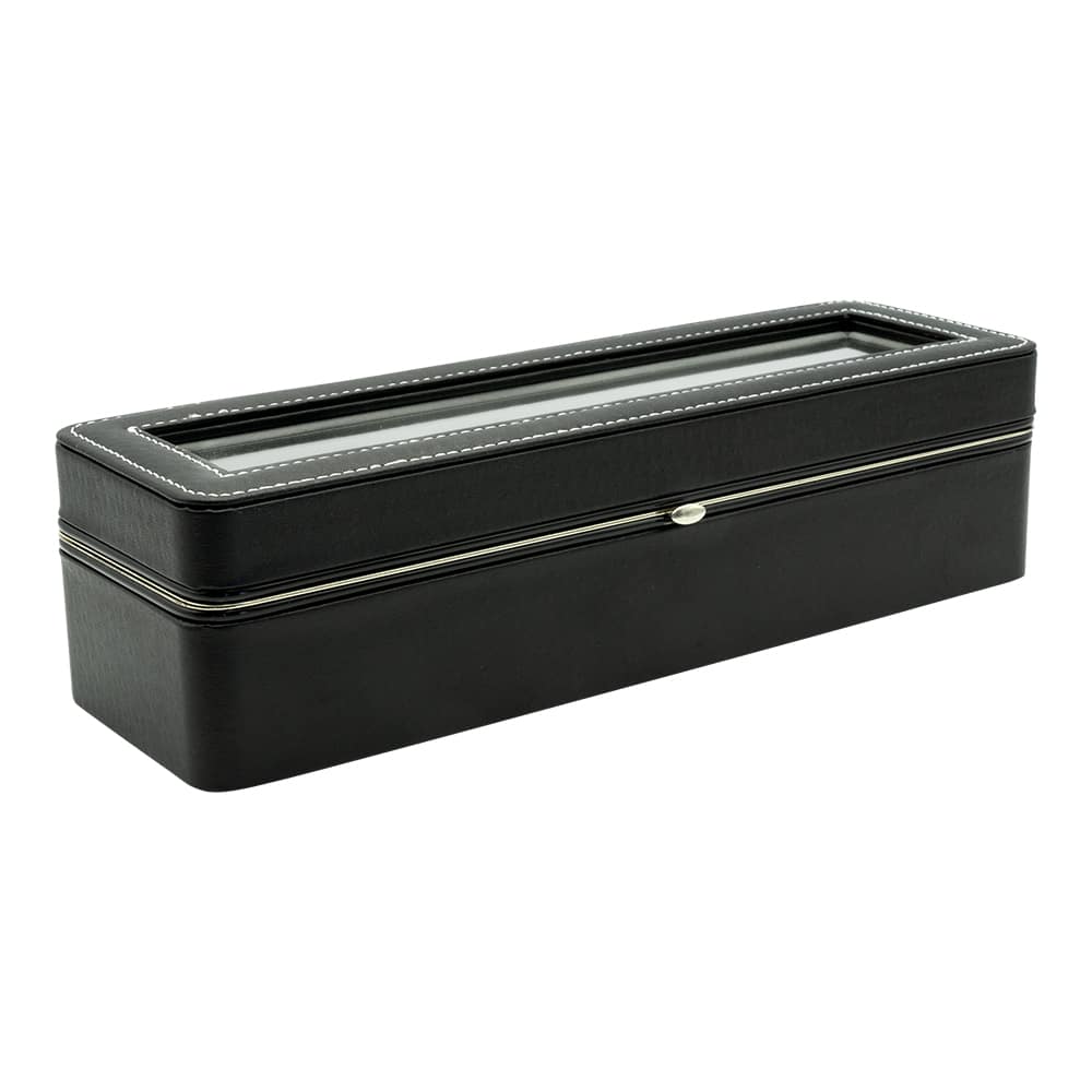 6 Slot Black Compact Watch Box