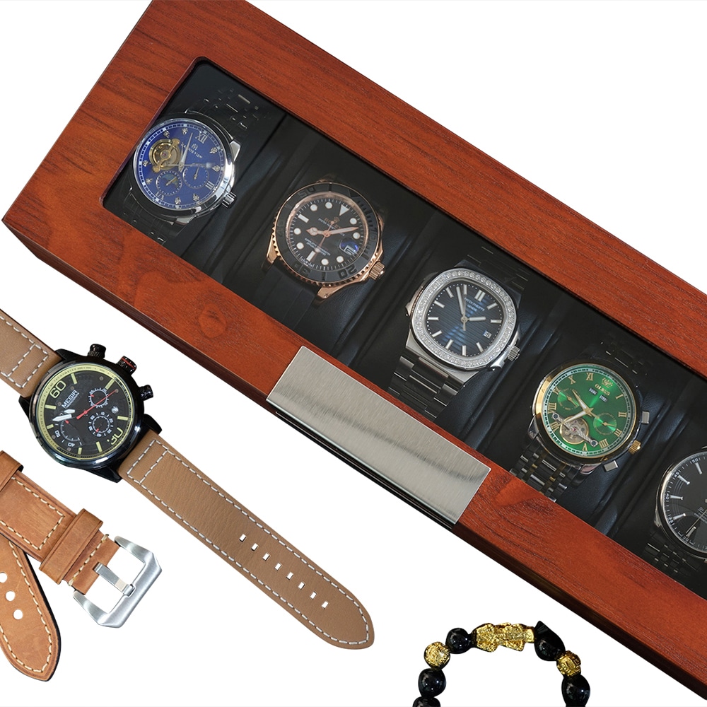 5 Slot Oxford Brown Watch Box
