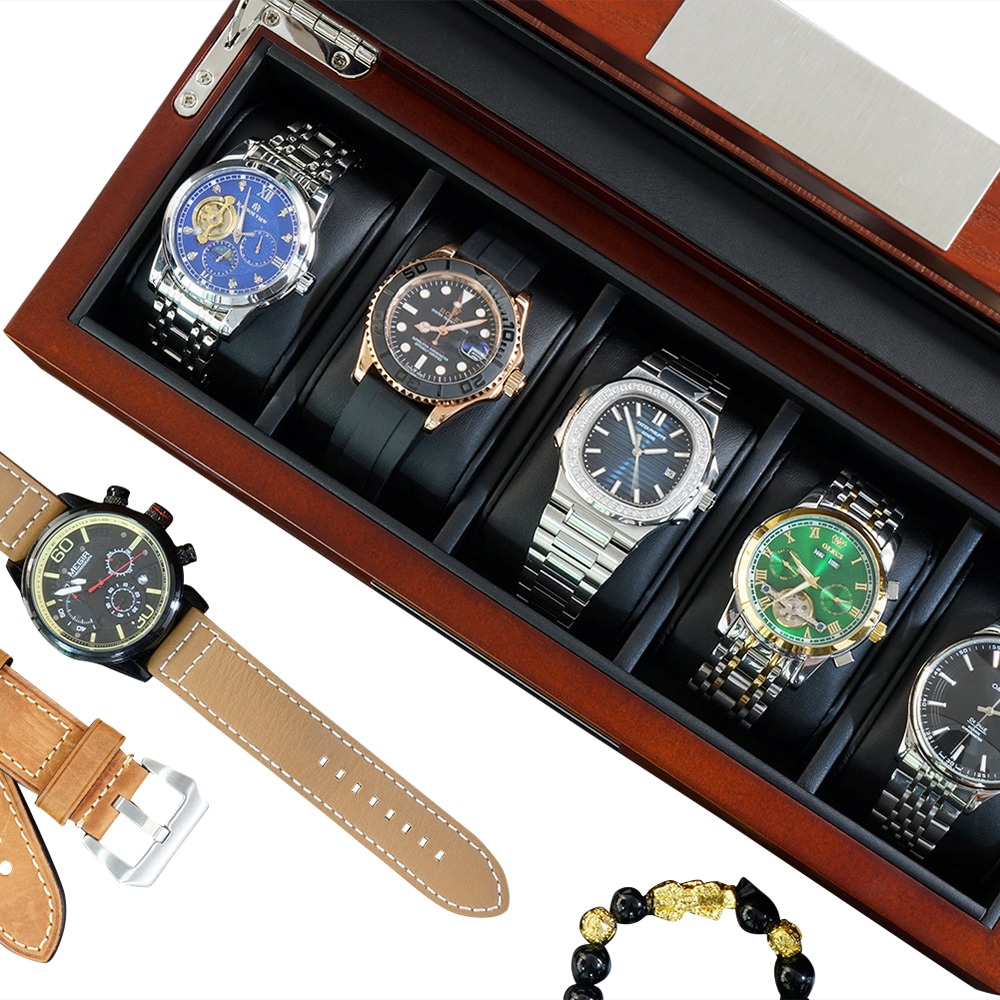5 Slot Oxford Brown Watch Box