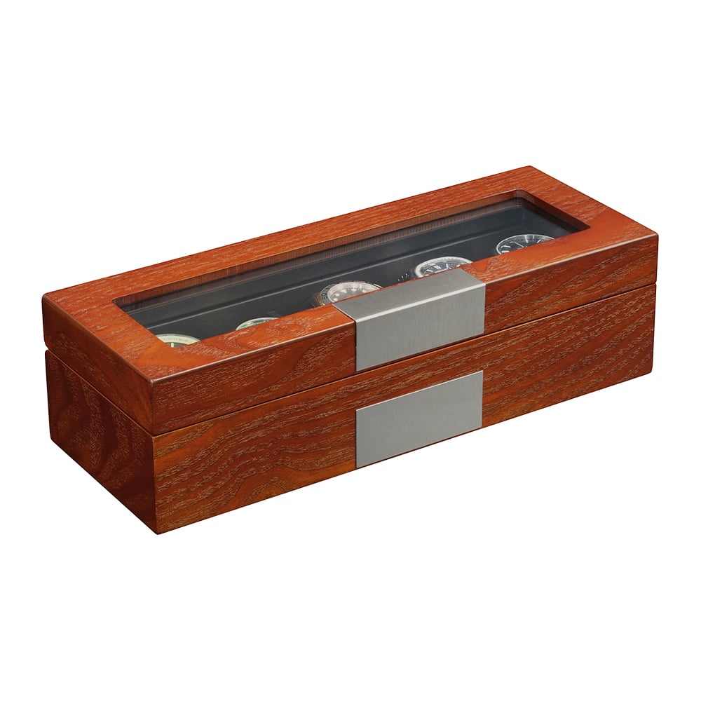 5 Slot Oxford Brown Watch Box