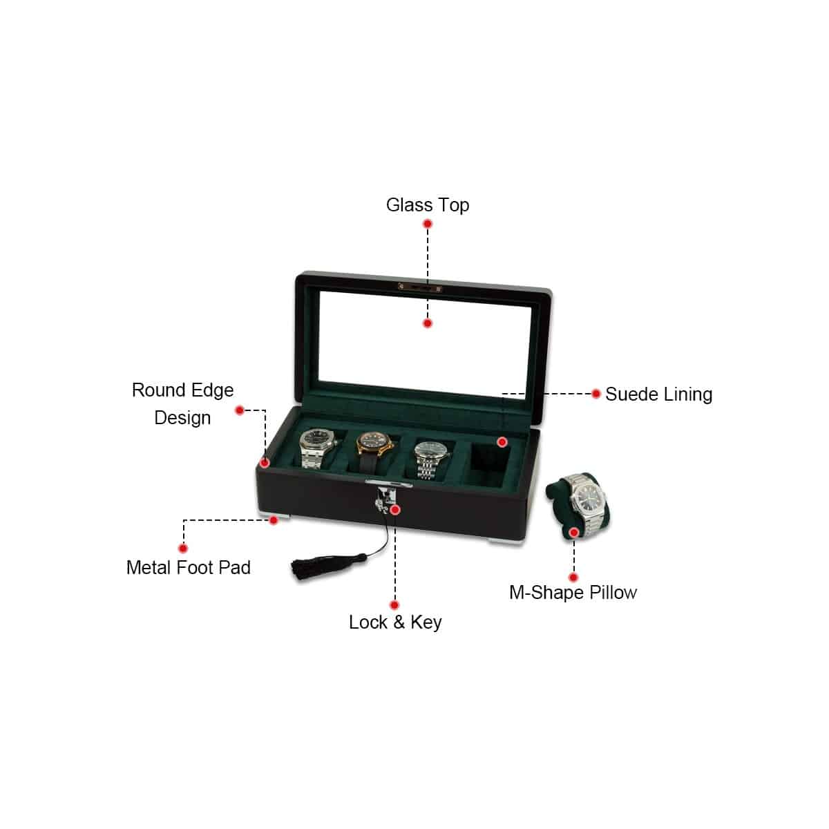 4 Slot Heirloom Collection Watch Box - Moss