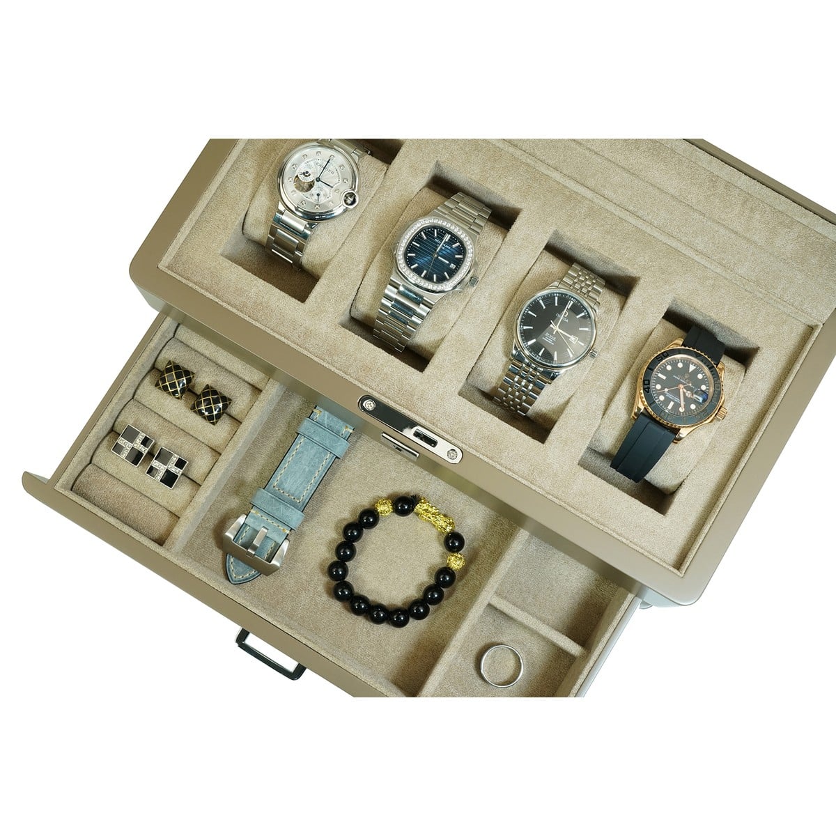 4 Slot Heirloom Collection Watch Box with Draw - Claystone