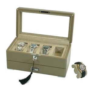 4 Slot Heirloom Collection Watch Box with Draw - Claystone