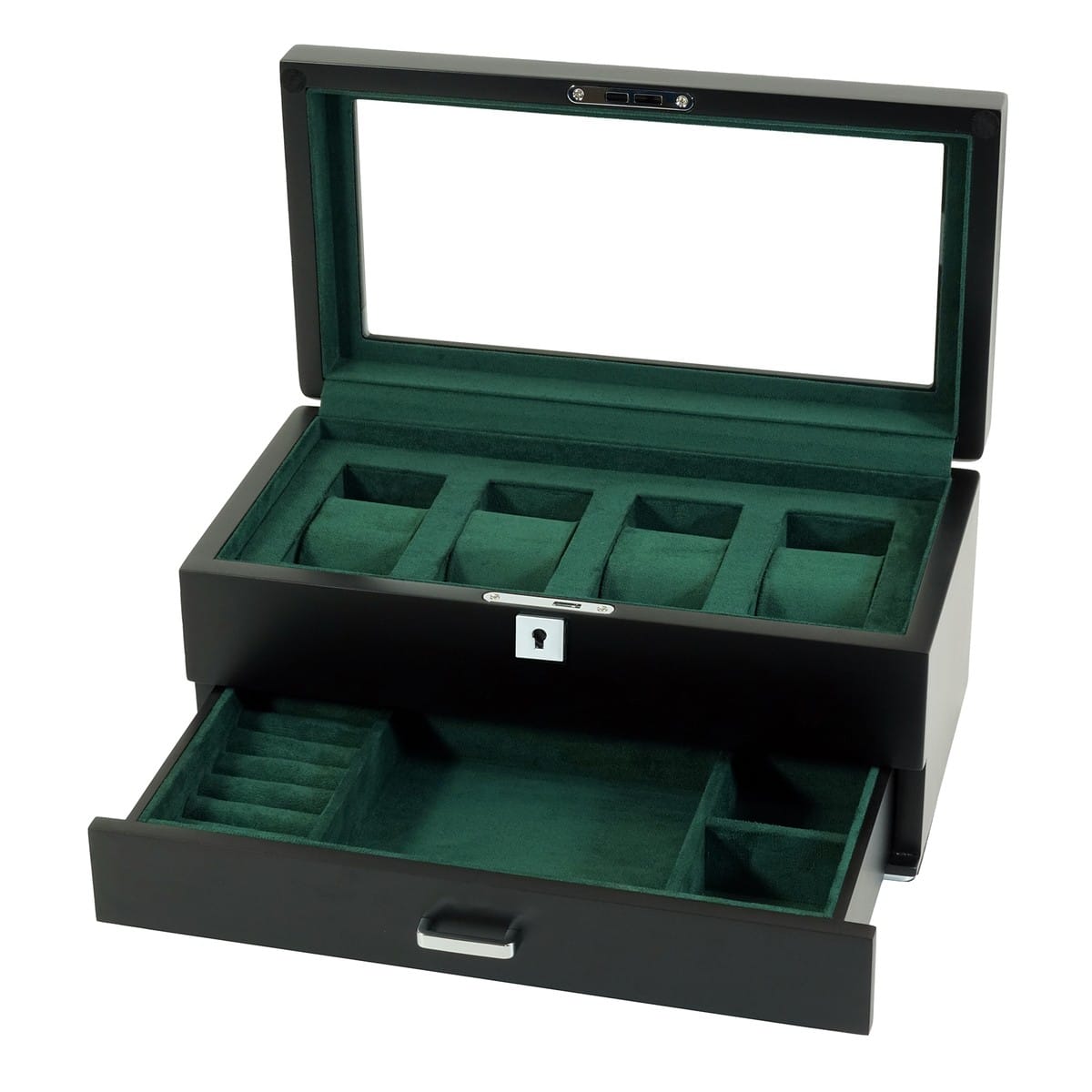 4 Slot Heirloom Collection Watch Box with Draw - Moss