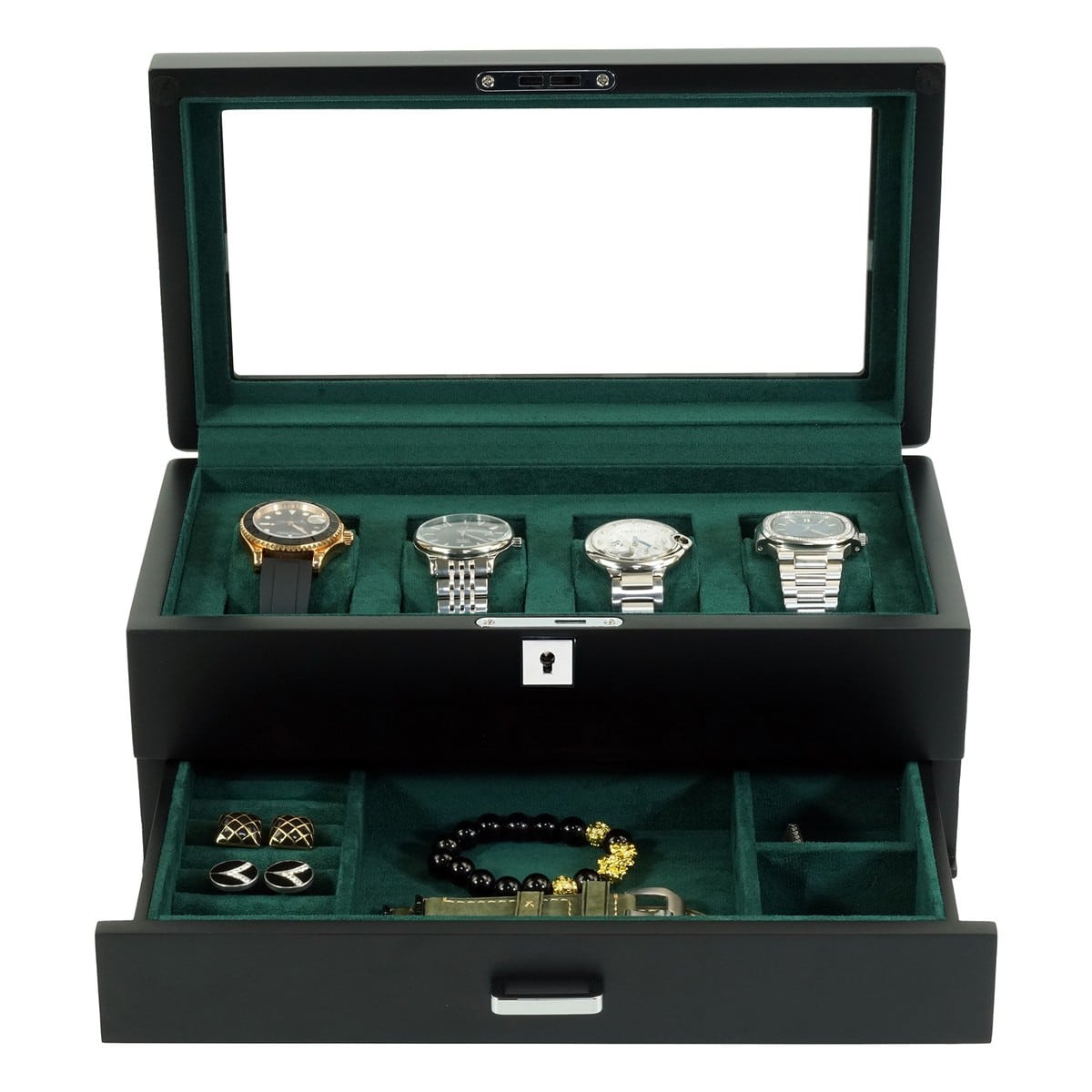 4 Slot Heirloom Collection Watch Box with Draw - Moss