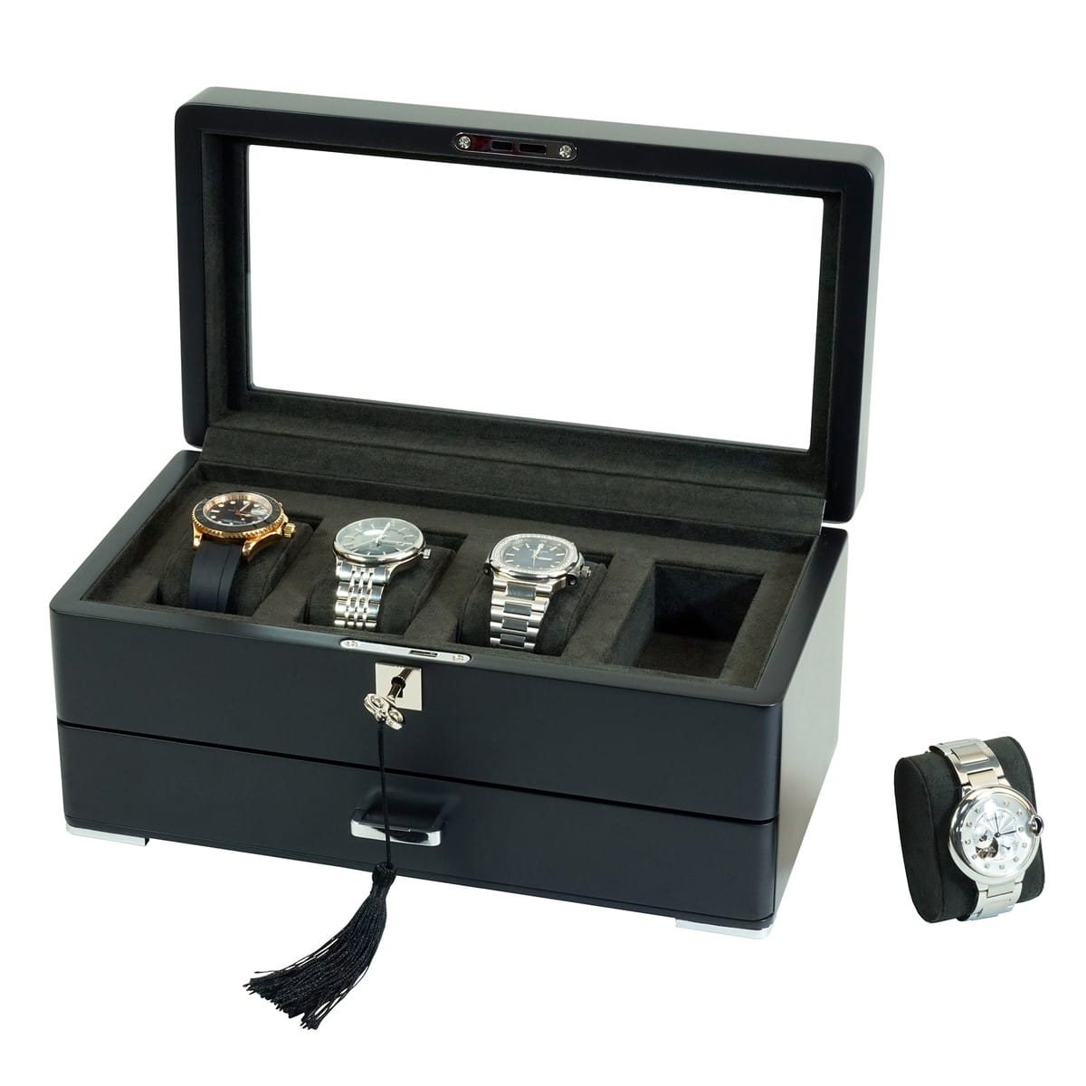4 Slot Heirloom Collection Watch Box with Draw - Slate