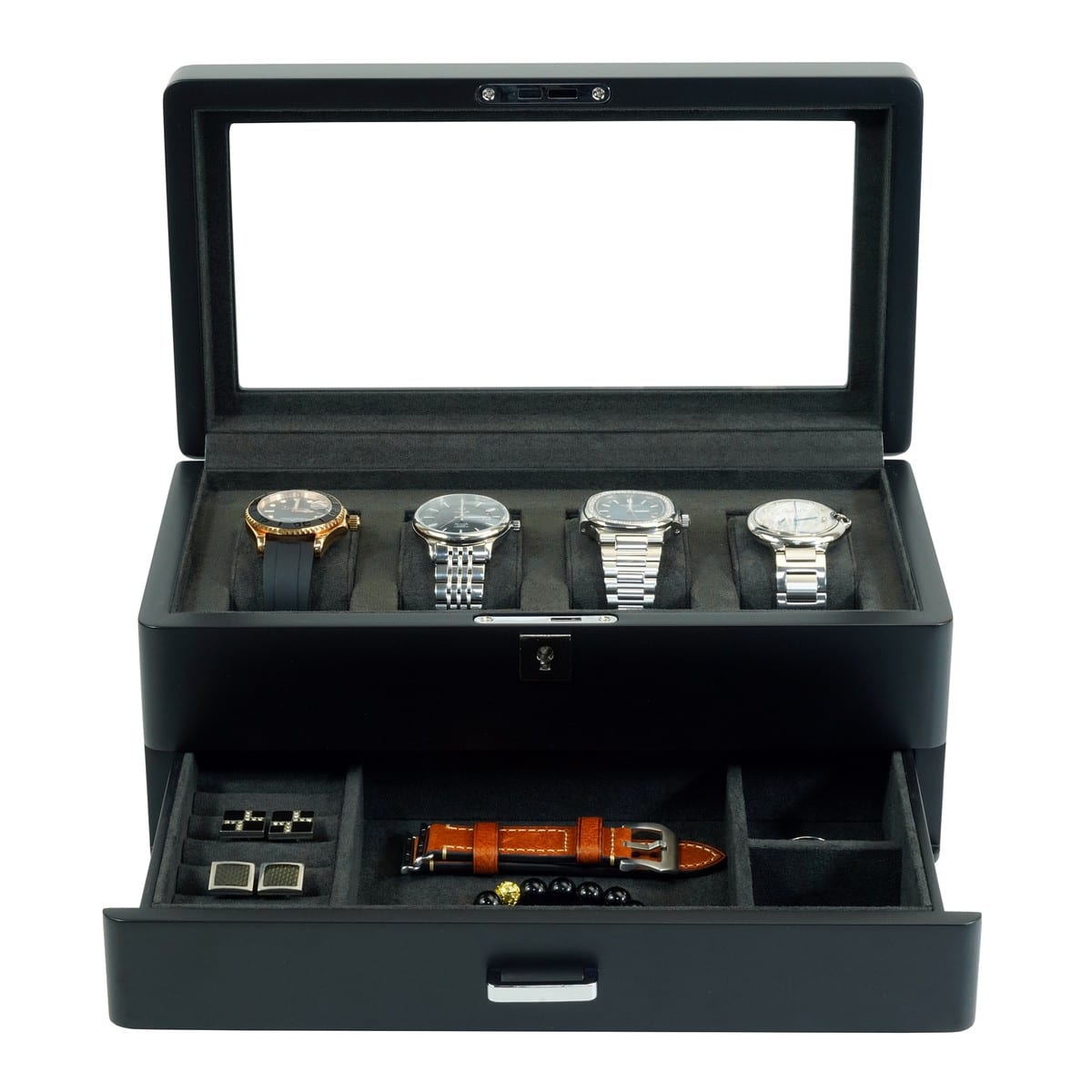 4 Slot Heirloom Collection Watch Box with Draw - Slate