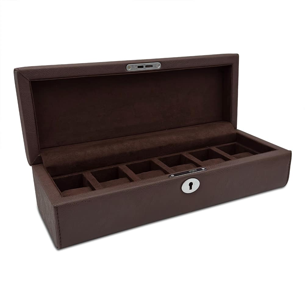 Westhill Prestige 6 Slot Watch Case - Oil-Wax Finish Chocolate